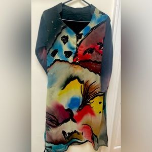 Women’s hand painted beautiful long dress/ Indian kurti